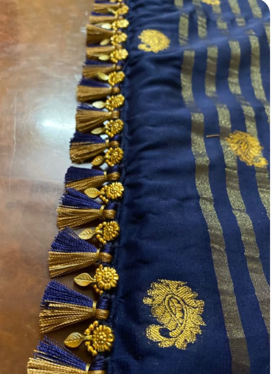 Saree tassels, pico fall and saree pre-pleating — by Susheela Gangadhar